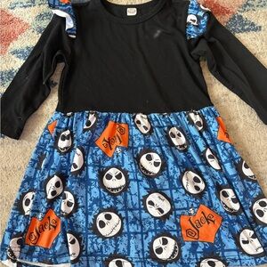 Nightmare Before Christmas  Black and Blue Kids Dress with Spooky Print